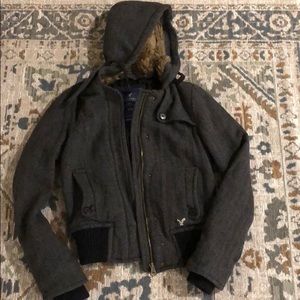 American Eagle Jacket with faux fur lined hood
